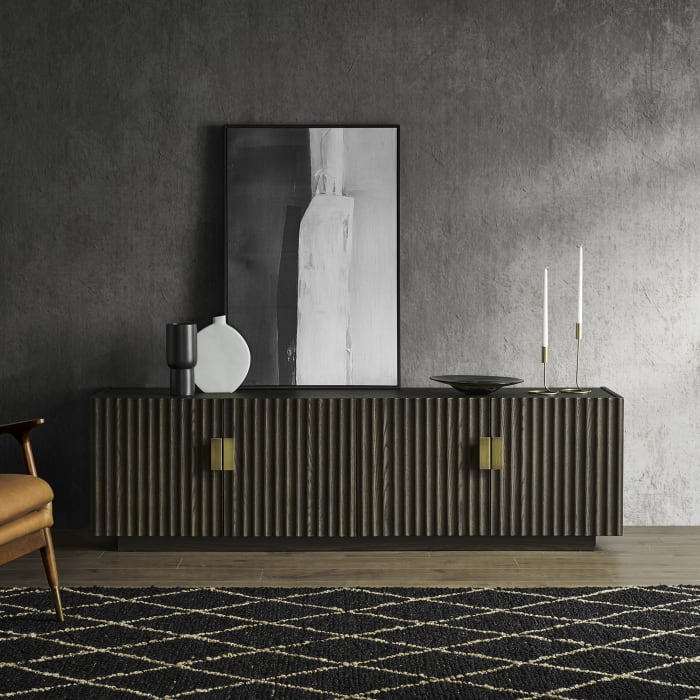 Japandi Black Wood TV Stand - Japandi