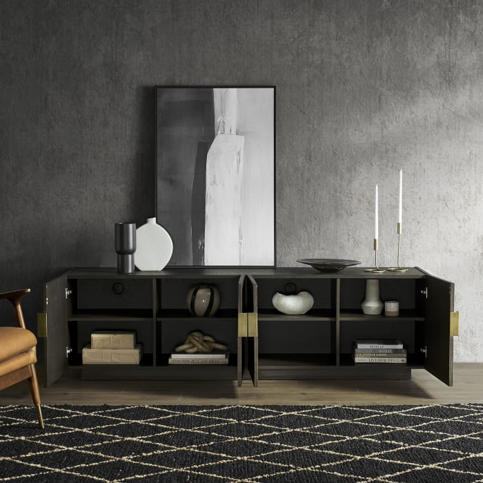 Japandi Black Wood TV Stand - Japandi