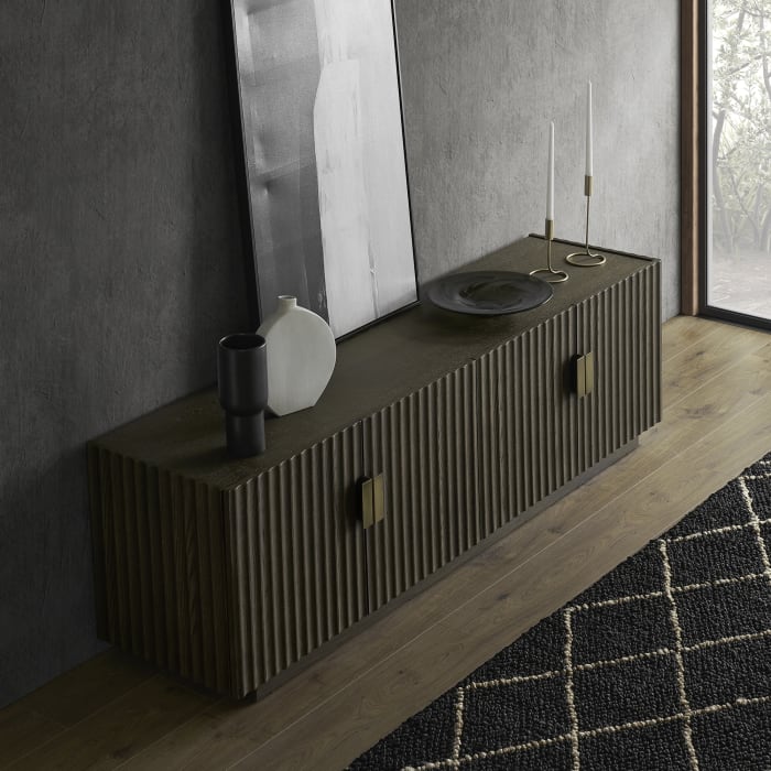 Japandi Black Wood TV Stand - Japandi
