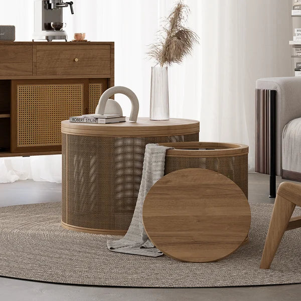 Japandi Rattan Coffee Table Set - Japandi