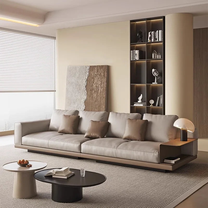 Square Arm Modular Japandi Sofa in Linen - Japandi
