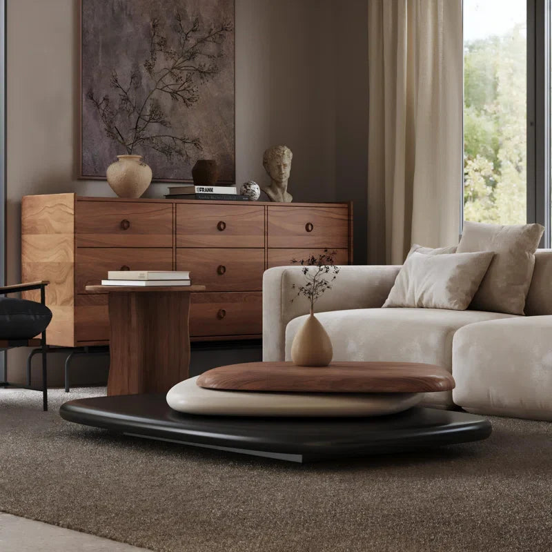Swivel Modern Wood Coffee Table - Dusan - Japandi