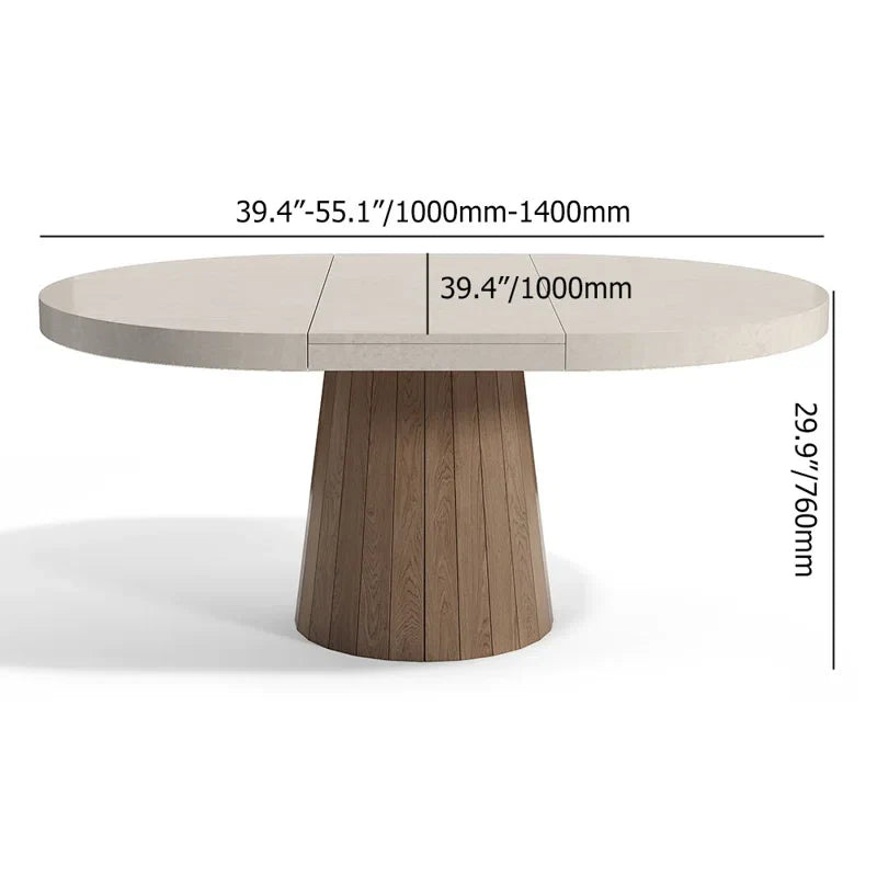 Whitewash Oval Extendable Japandi Dining Table – Seats 4-6 - Japandi