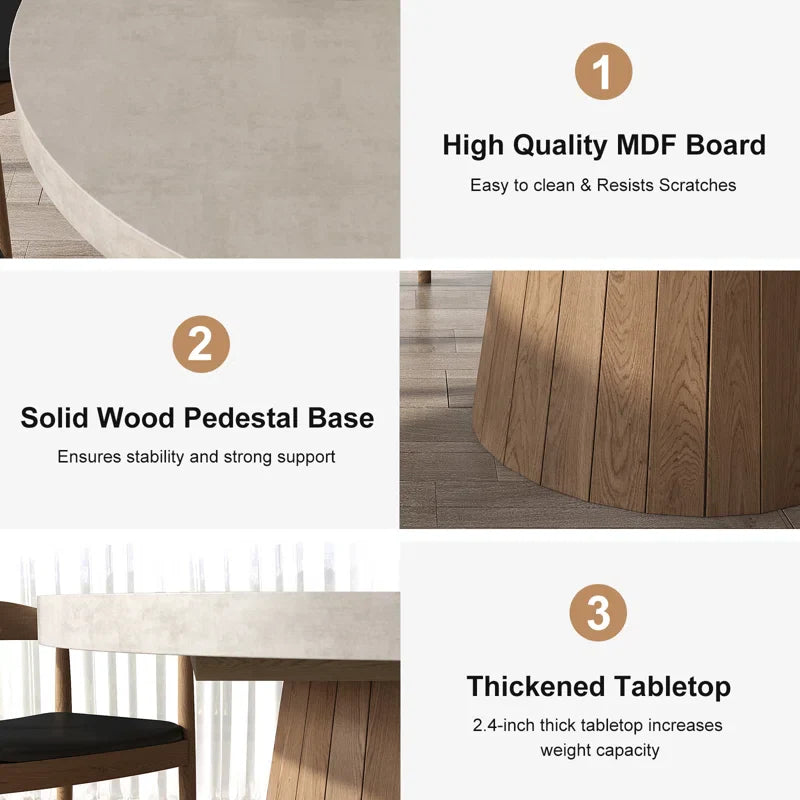 Whitewash Oval Extendable Japandi Dining Table – Seats 4-6 - Japandi