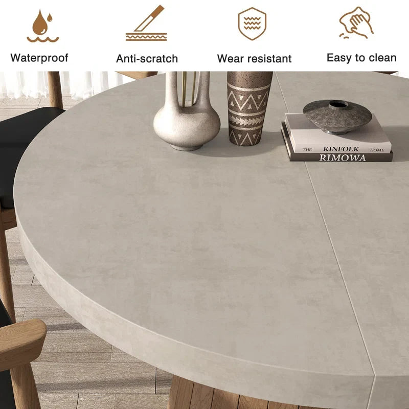 Whitewash Oval Extendable Japandi Dining Table – Seats 4-6 - Japandi