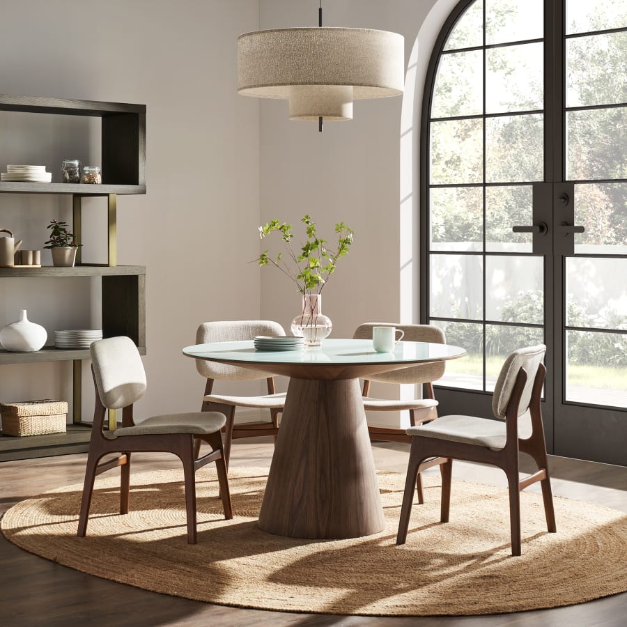 Japandi Wood and Fabric Chair (x2) - Japandi