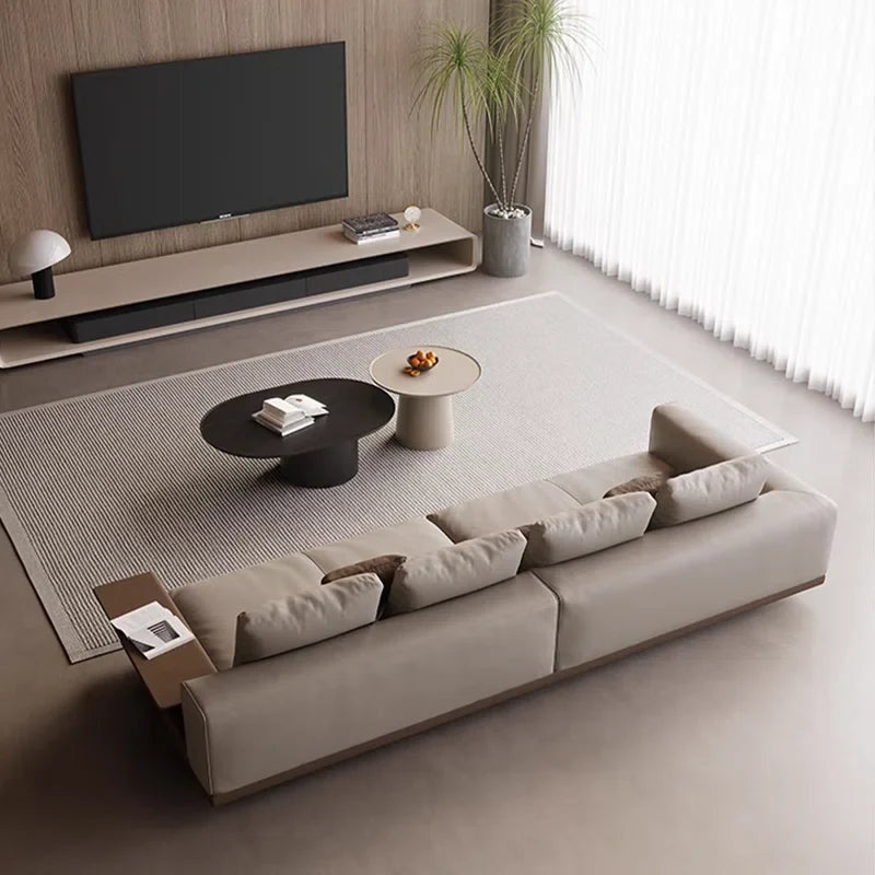Square Arm Modular Japandi Sofa in Linen - Japandi