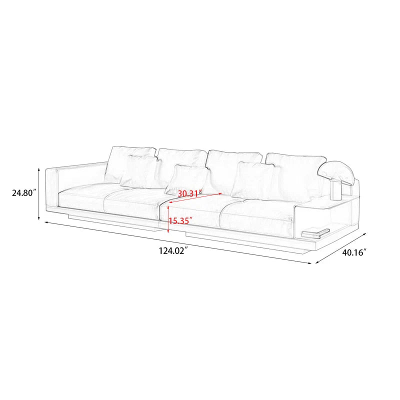 Square Arm Modular Japandi Sofa in Linen - Japandi