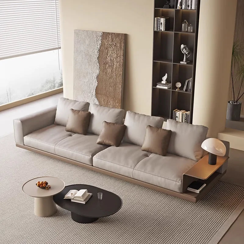 Square Arm Modular Japandi Sofa in Linen - Japandi