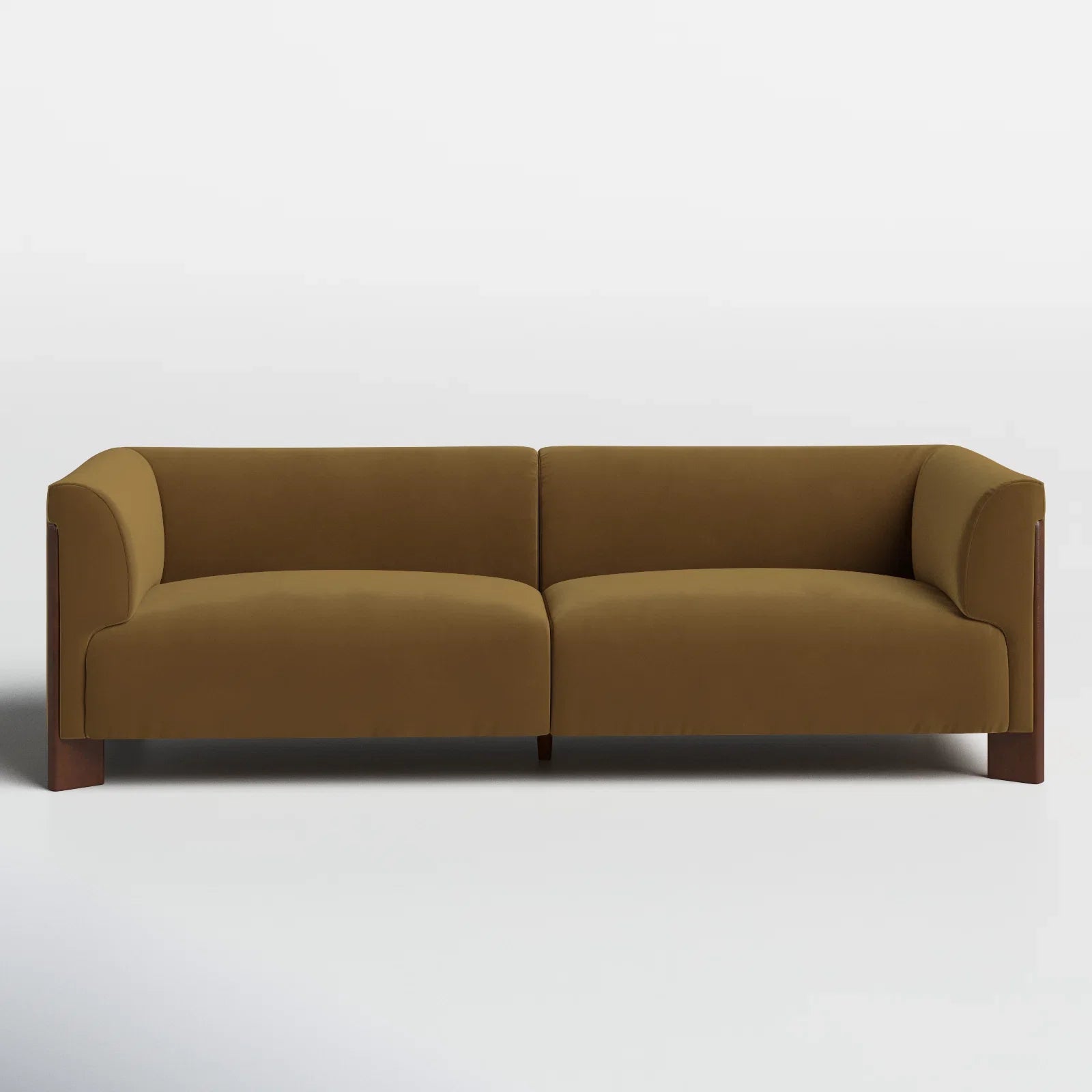 Modern Upholstered Japandi Sofa with Wood Legs - Japandi