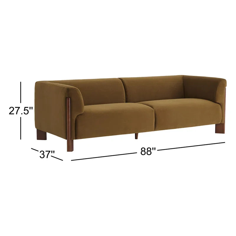Modern Upholstered Japandi Sofa with Wood Legs - Japandi