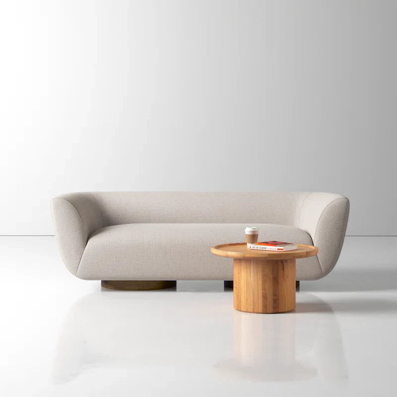 Wide Seat Japandi Sofa in Linen Blend - Japandi