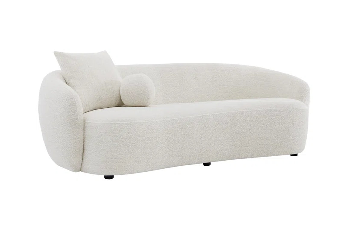 White Japandi Bouclé Sofa - Japandi