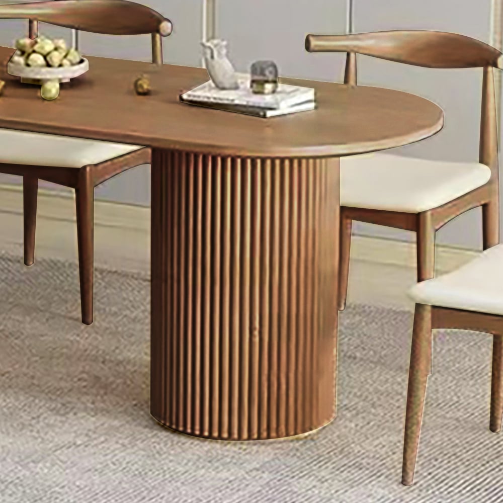 Japandi Oval Wood Table for 6 - Japandi