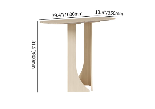Japandi Oval Travertine Console Table - Japandi