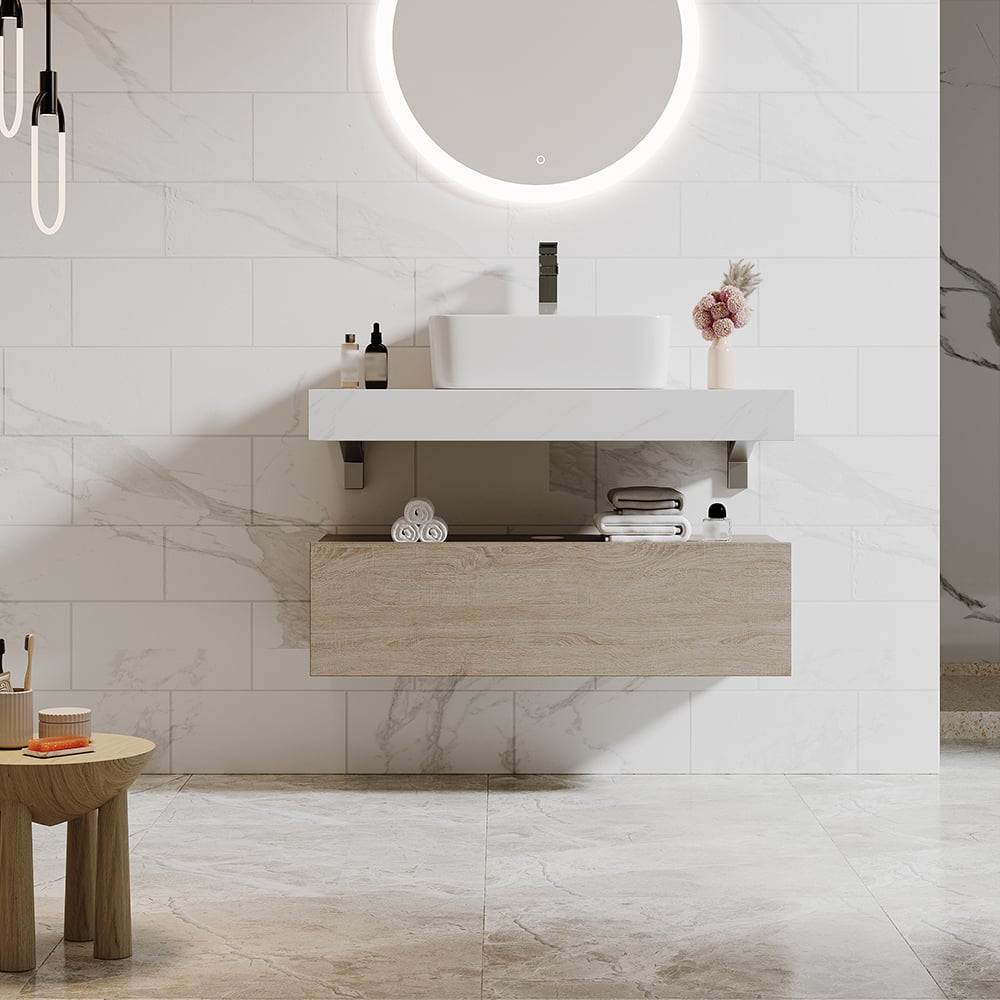 Japandi Floating Single Bathroom Vanity - Japandi
