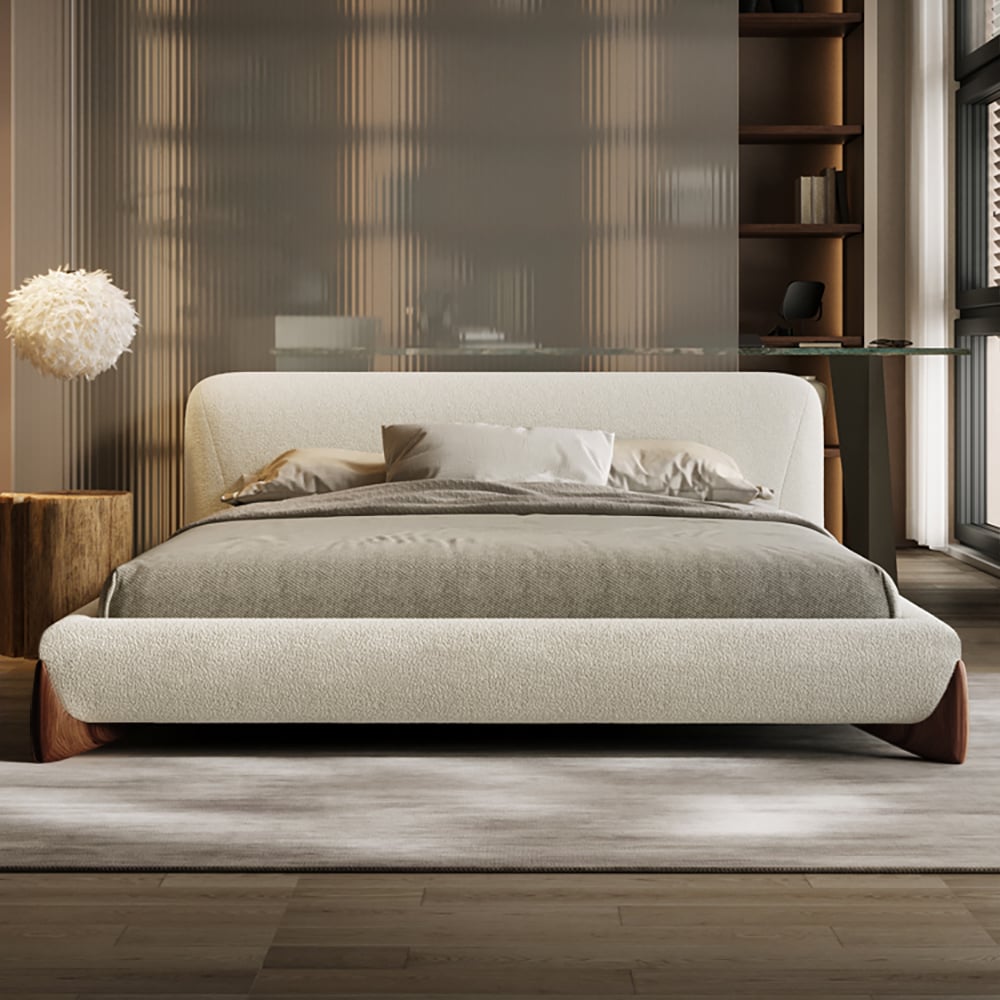 Japandi King-size Boucle Bed - Japandi