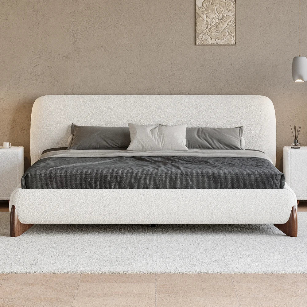 Japandi King-size Boucle Bed - Japandi