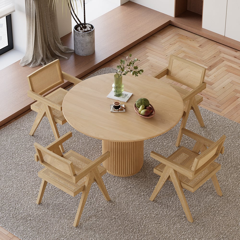 Japandi Small Round Wood Table - Japandi