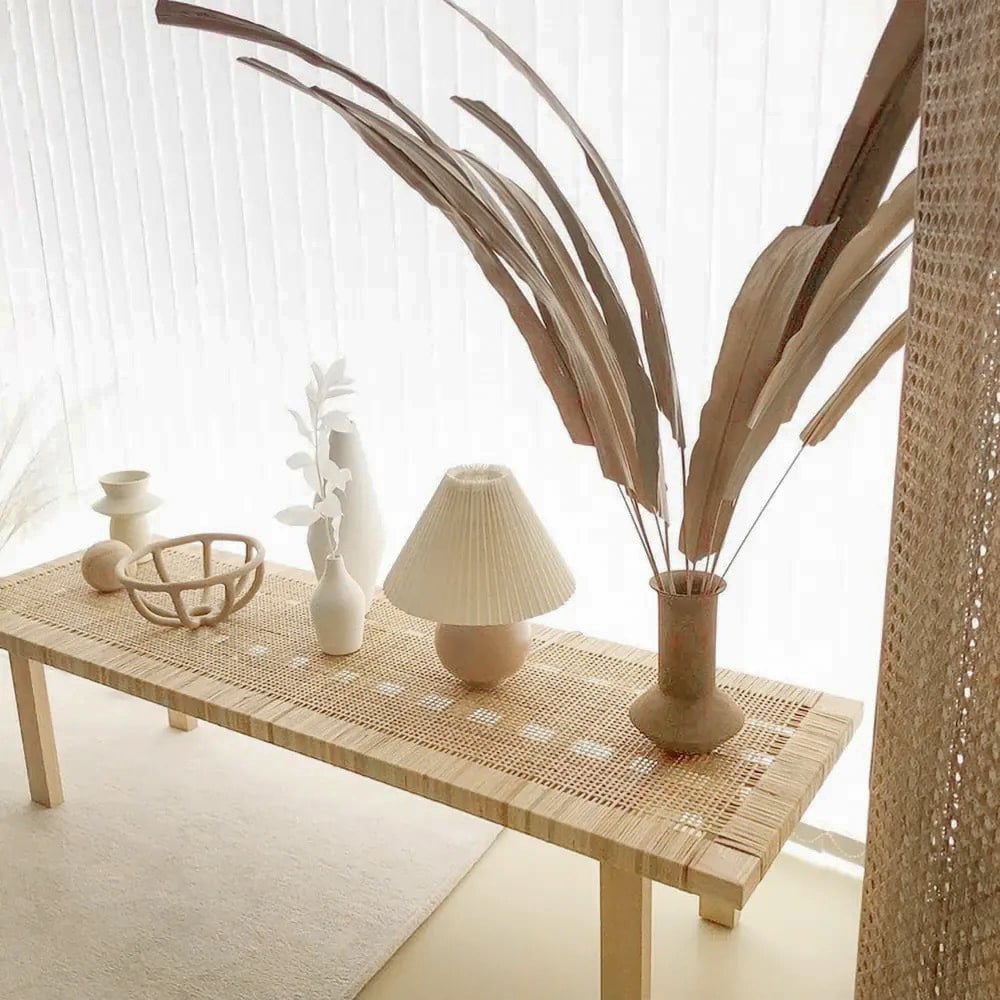 Japandi Woven Rattan Bench - Japandi
