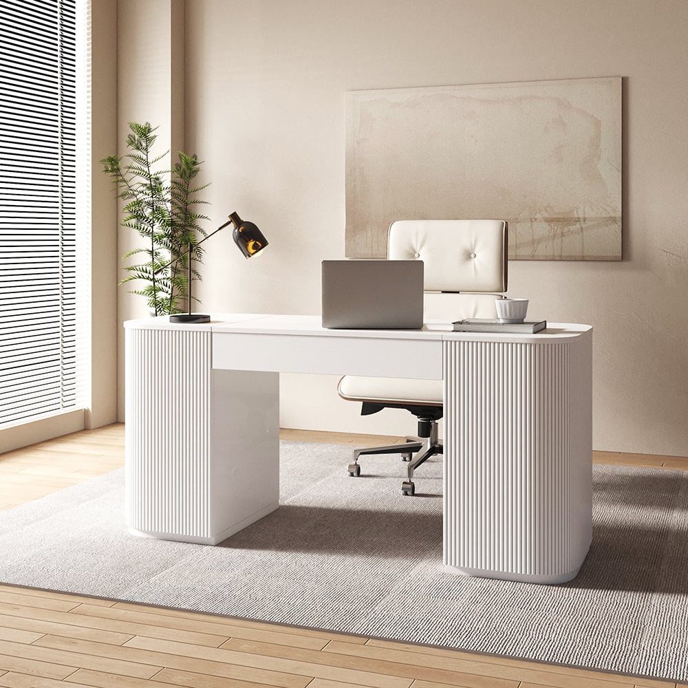 Japandi White Desk - Japandi