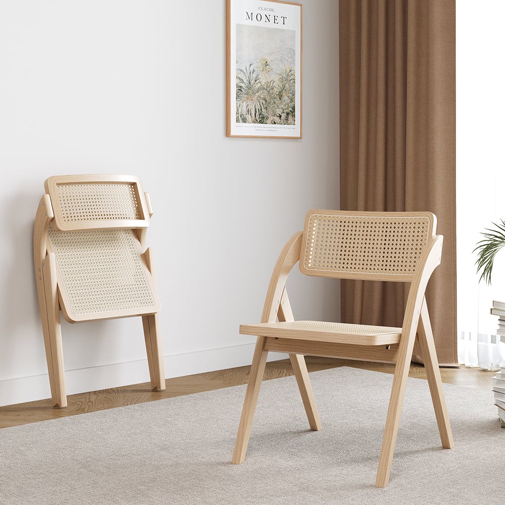 Japandi Rattan Folding Chair (x2) - Japandi
