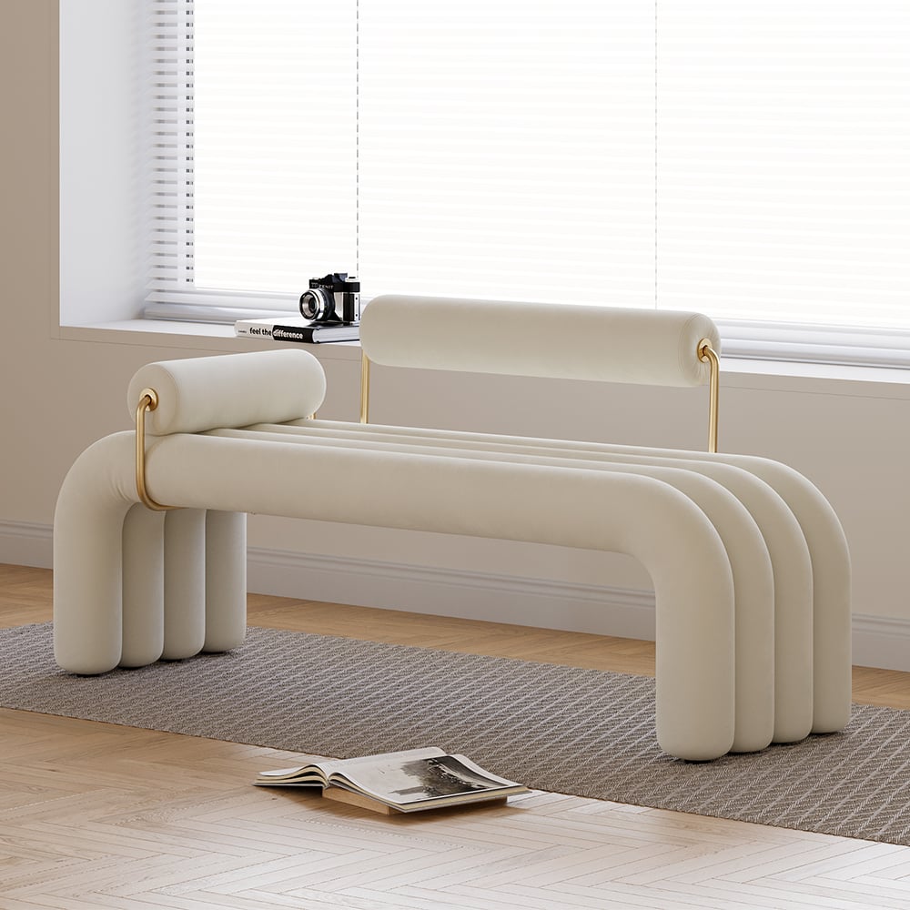 Japandi Modern Velvet Bench - Japandi