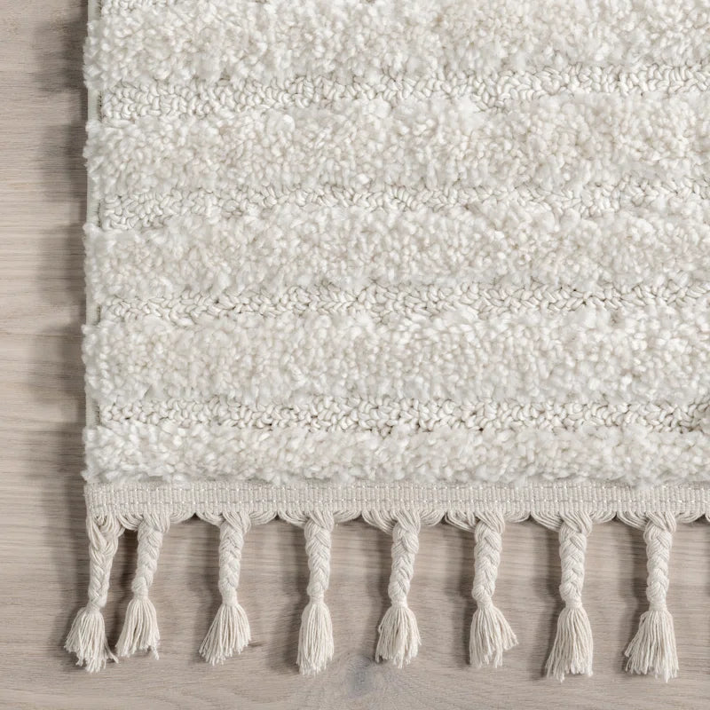Japandi Geometric Shag Tassel Rug - Japandi
