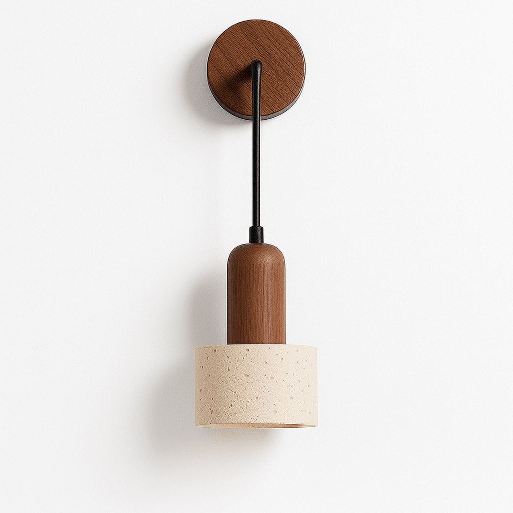 Japandi Slim Travertine Wall Lamp With Clean Edges – Aluria - Japandi