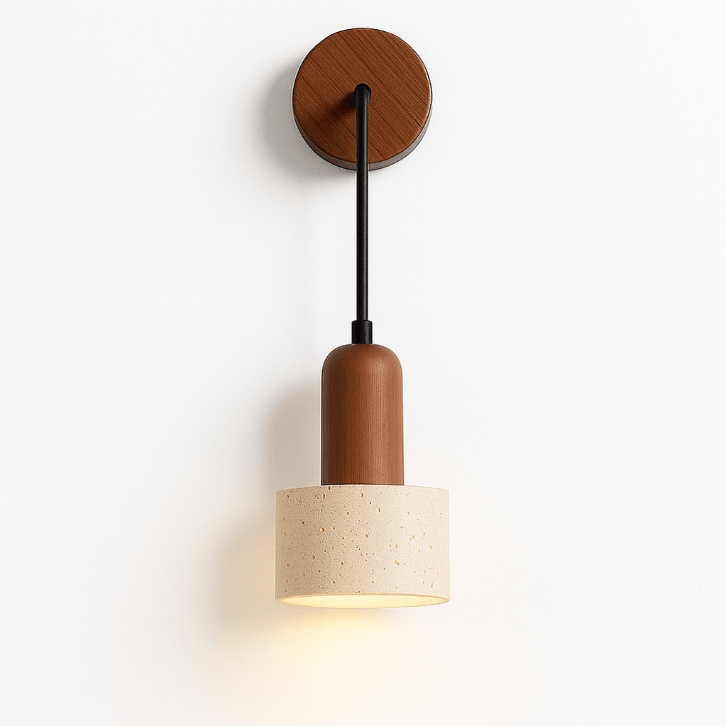 Japandi Slim Travertine Wall Lamp With Clean Edges – Aluria - Japandi