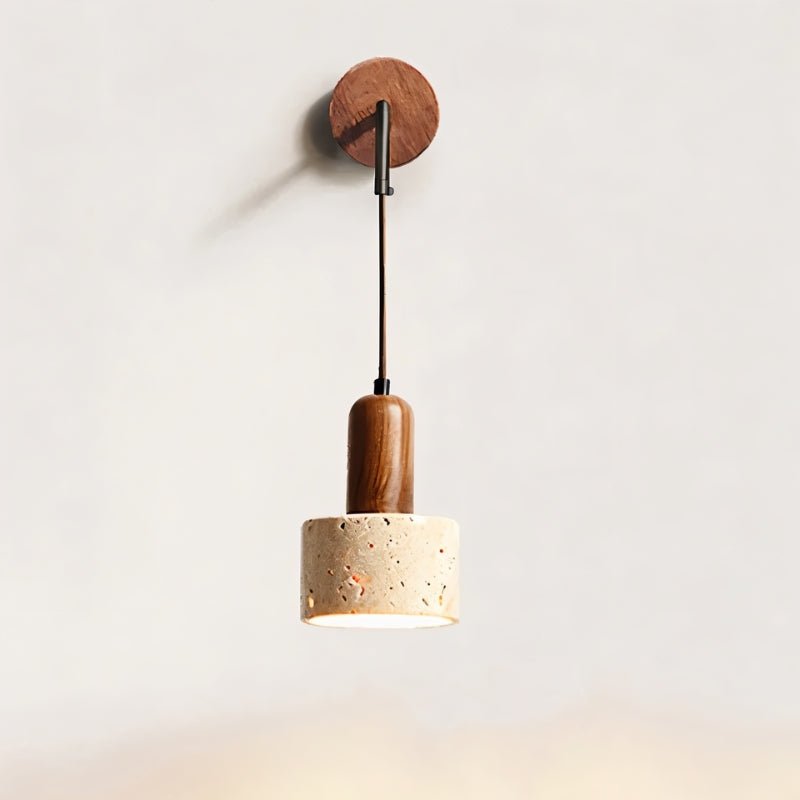 Japandi Slim Travertine Wall Lamp With Clean Edges – Aluria - Japandi