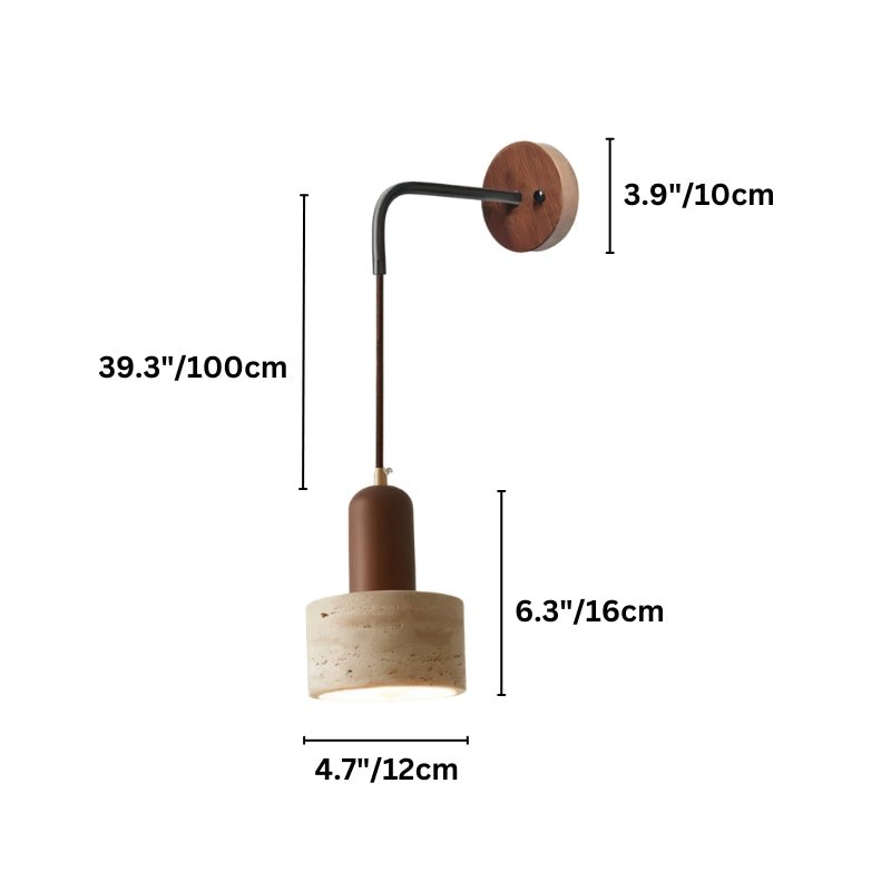 Japandi Slim Travertine Wall Lamp With Clean Edges – Aluria - Japandi