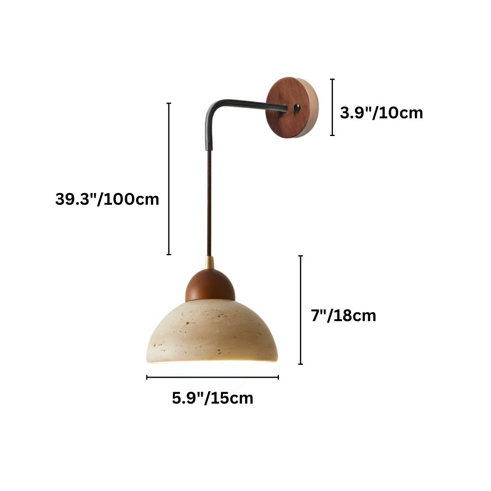 Japandi Slim Travertine Wall Lamp With Clean Edges – Aluria - Japandi