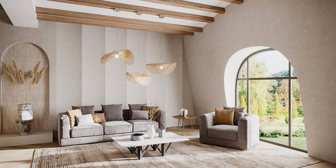 Japandi Curved Stone Pendant Light – Asalu - Japandi