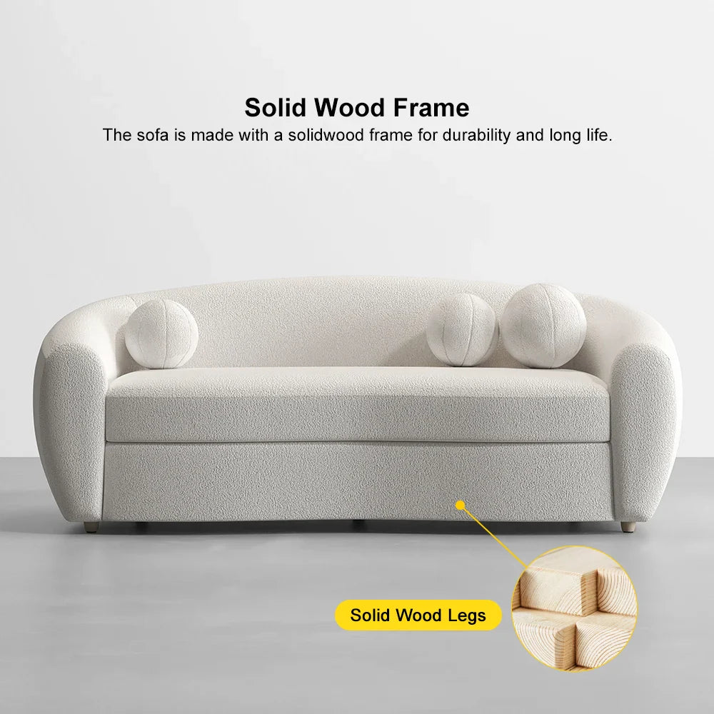 Japandi Teddy Velvet 3 Seaters Curved Sofa - Japandi