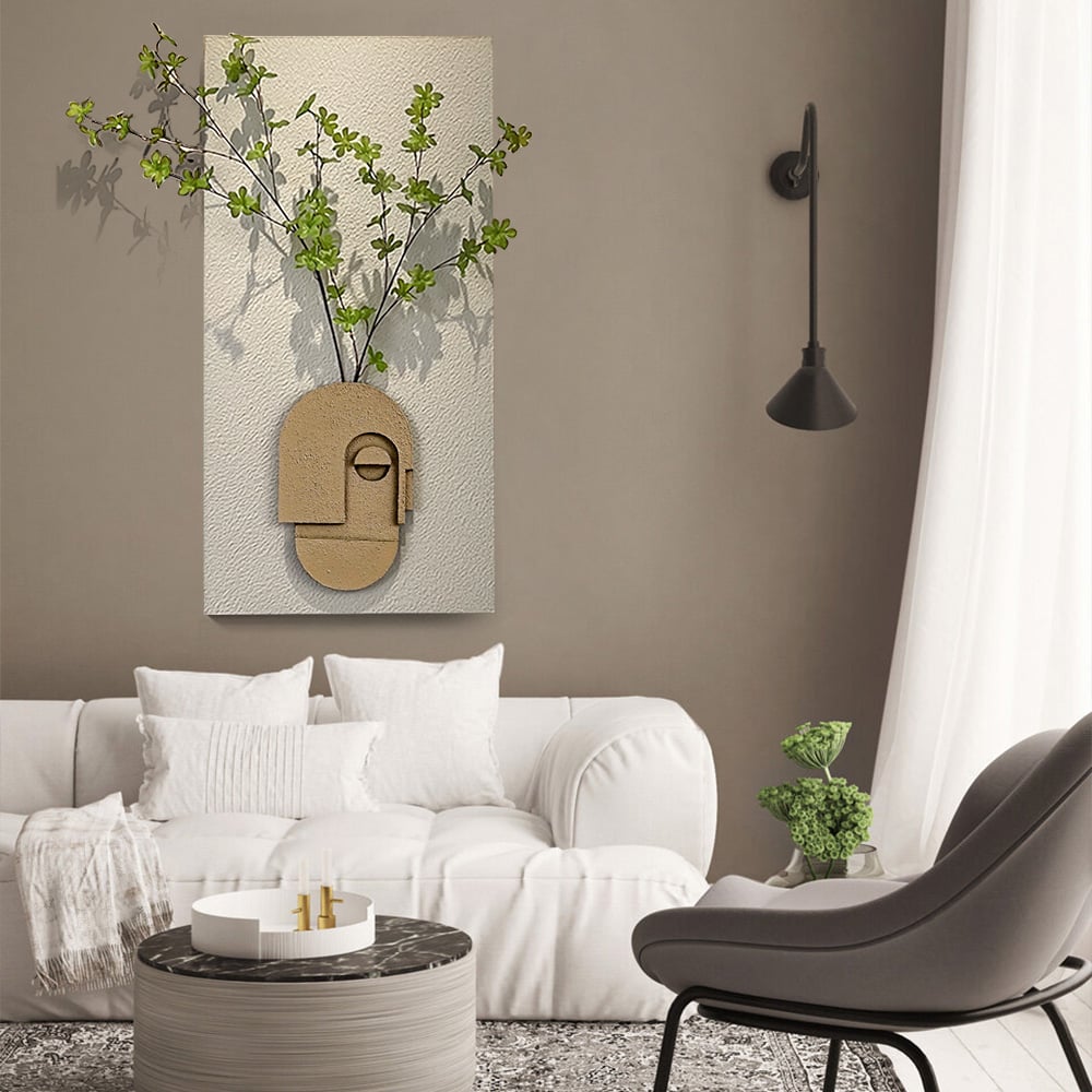 Japandi Handmade Sculpture with Artificial Plants - Japandi