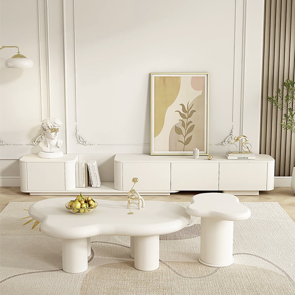 Japandi White TV Stand - Japandi