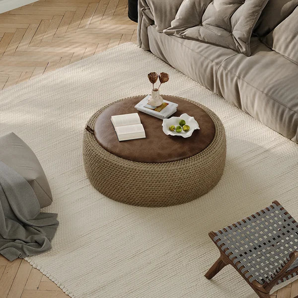 Japandi Woven Rope Coffee Table - Japandi