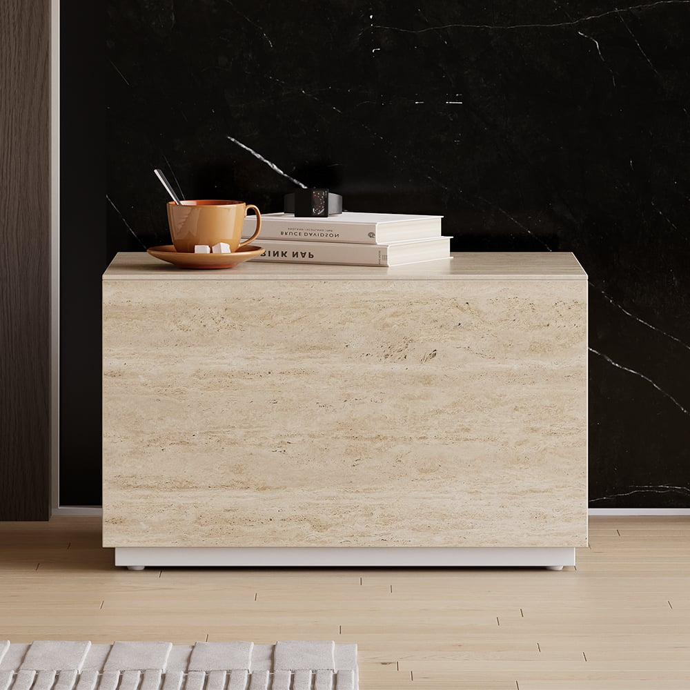 Japandi Travertine Nightstand - Japandi