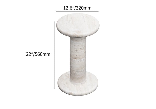Japandi Travertine Side Table - Japandi