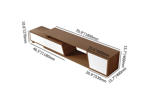 Japandi White & Walnut Extendable TV Stand - Japandi