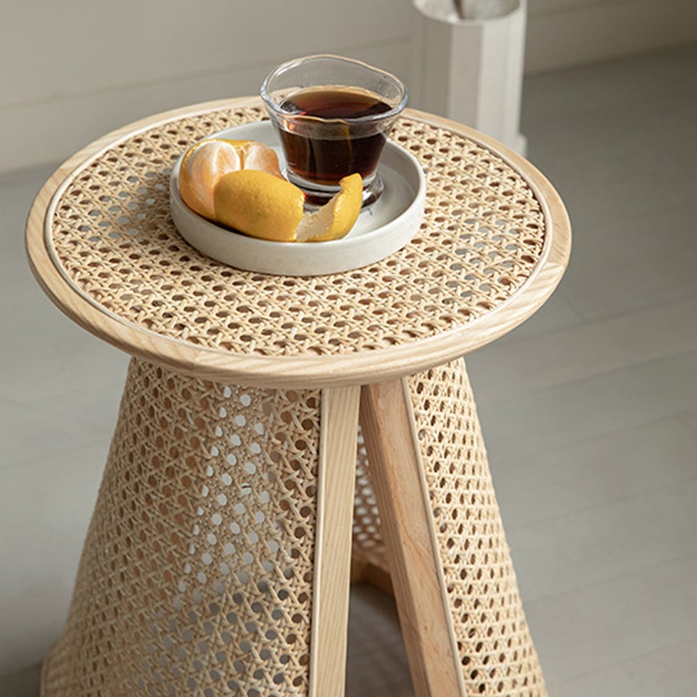 Japandi Rattan Side Table - Japandi