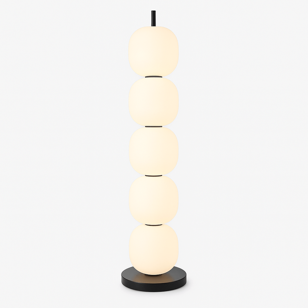 Japandi Textured Beaded Wood Floor Lamp – Beaded - Japandi