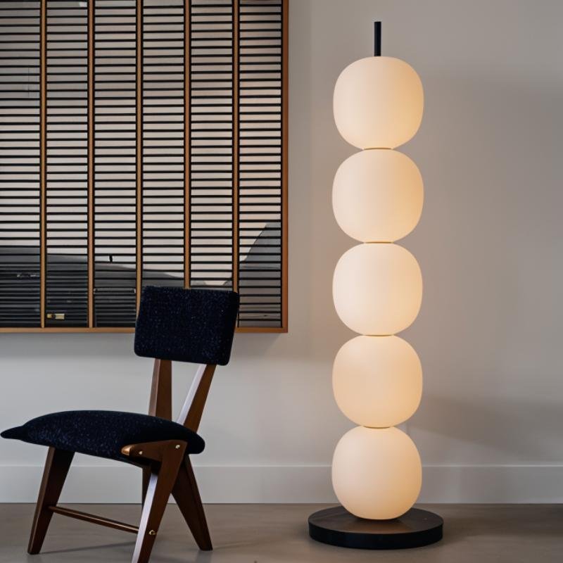 Japandi Textured Beaded Wood Floor Lamp – Beaded - Japandi