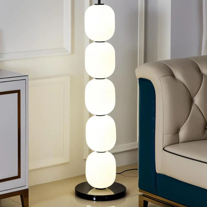 Japandi Textured Beaded Wood Floor Lamp – Beaded - Japandi
