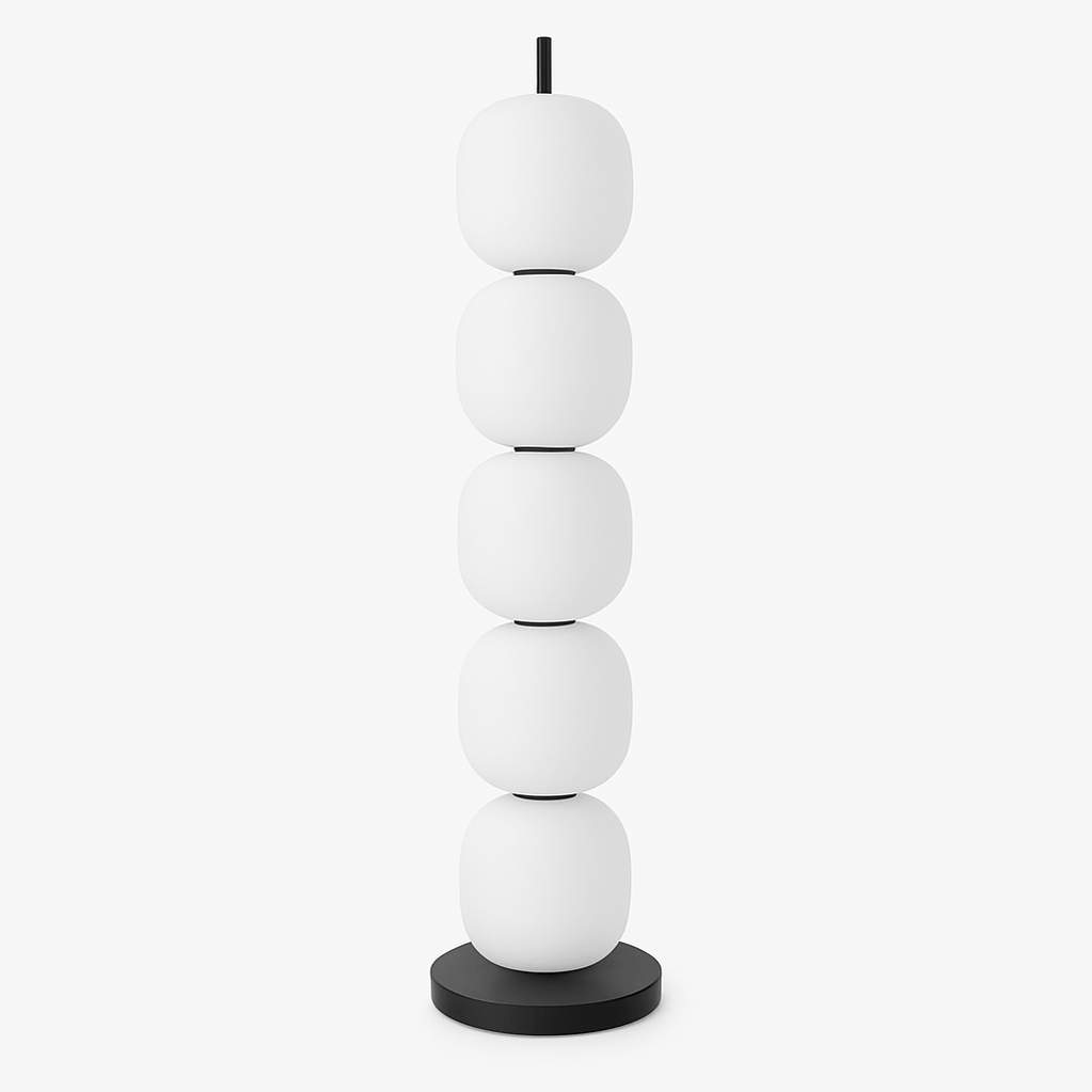 Japandi Textured Beaded Wood Floor Lamp – Beaded - Japandi