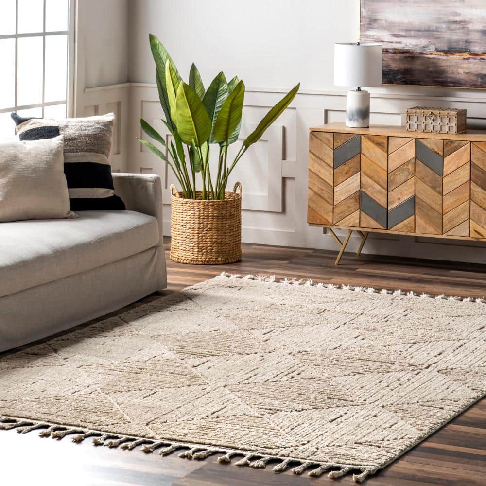 Japandi Beige Tiled Trellis Rug - Japandi