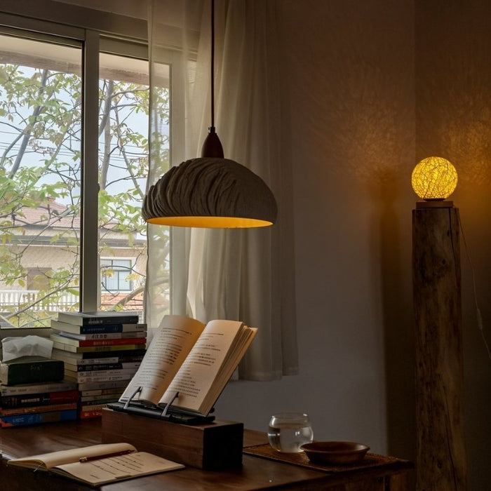 Japandi Fluted Ceramic Pendant Light – Belmo - Japandi