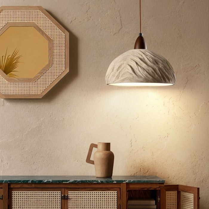 Japandi Fluted Ceramic Pendant Light – Belmo - Japandi