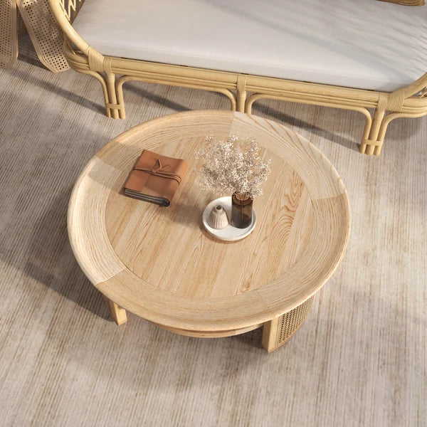 Japandi Round Wood Coffee Table - Japandi